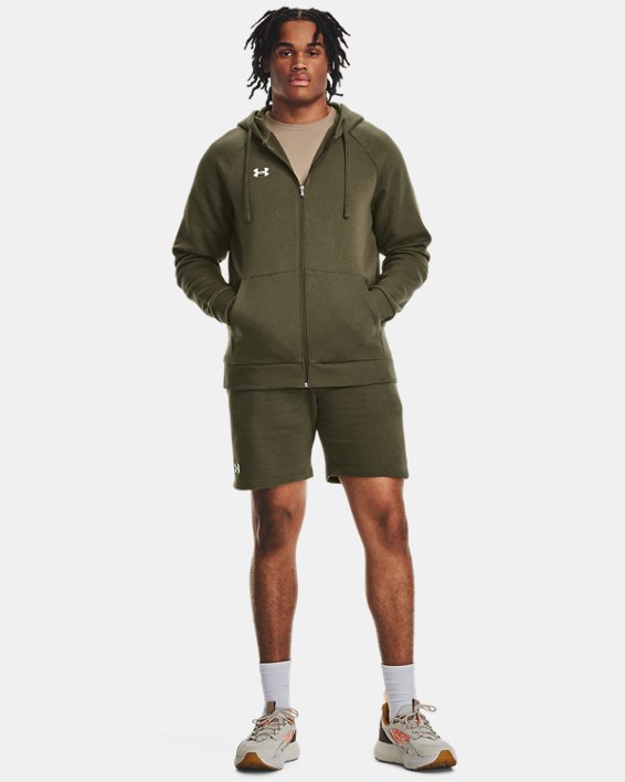 Herren UA Rival Fleece Shorts, Green, pdpMainDesktop image number 2